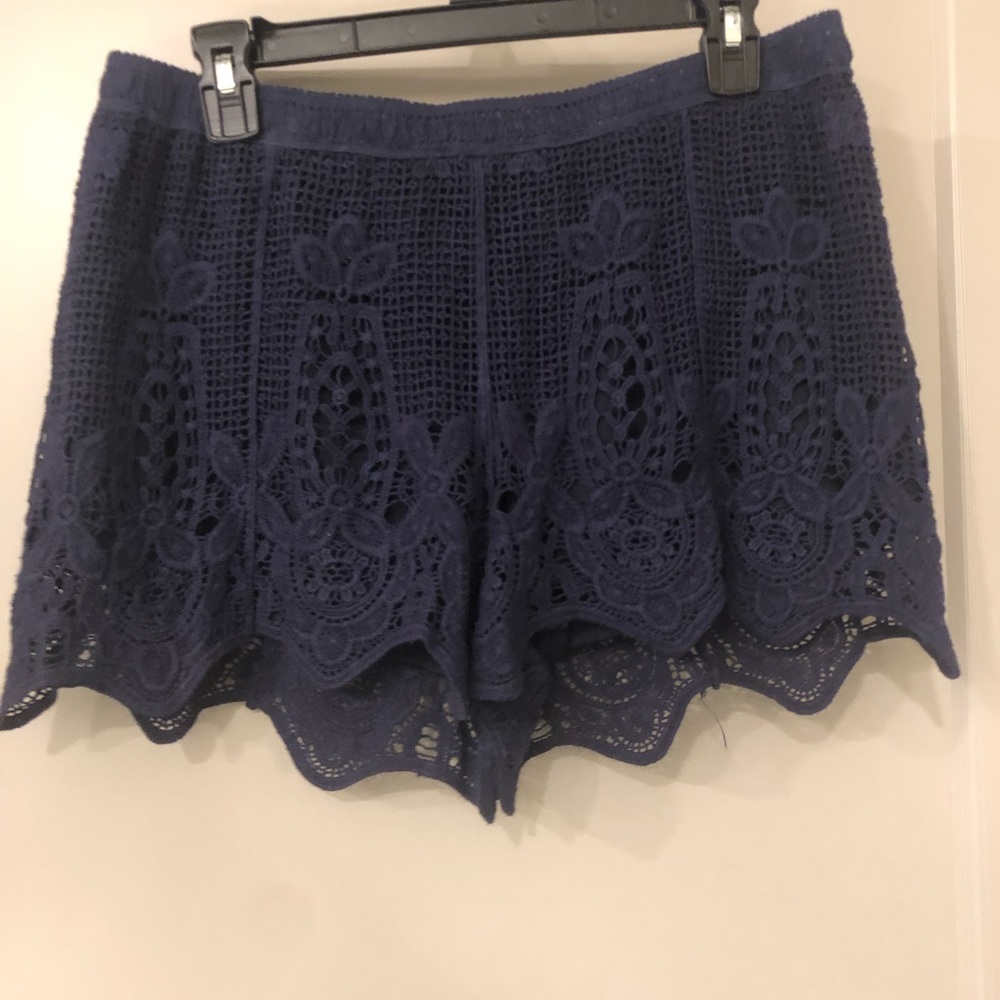 Francesca’s Navy Crochet Shorts